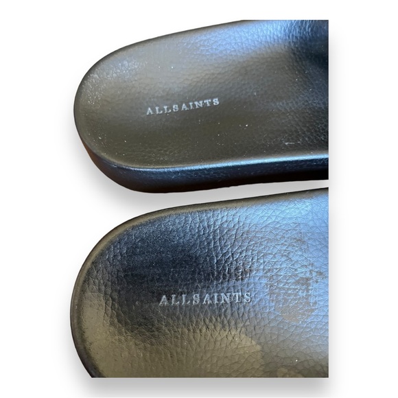 All Saints Mistly Solid Black Leather Slide 1" Platform - Picture 4 of 9